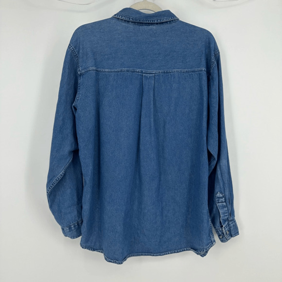 Vintage 90s Cabin Creek Denim Shirt Size L Bird House Embroidery Cottage Boho - Picture 11 of 12